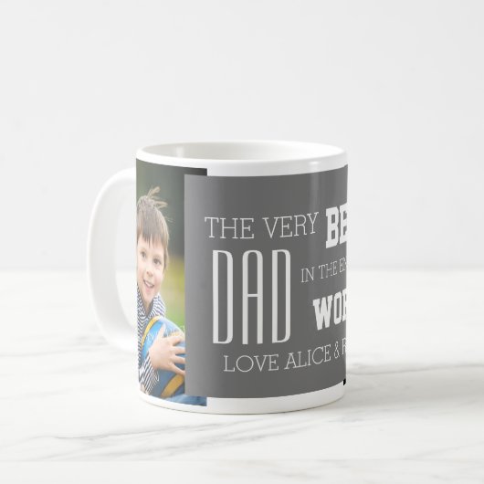 カスタム写真父の日マググレー コーヒーマグカップ (正面左)
