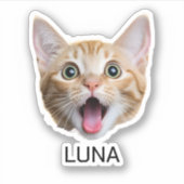 カスタム写真猫ペット | 写パーソナライズされた真 シール (正面)
