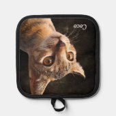 カスタム写真猫・犬と名前テンプレート 鍋敷き (正面)