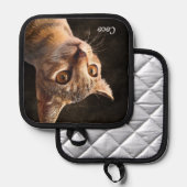 カスタム写真猫・犬と名前テンプレート 鍋敷き (正面/裏面)