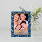 カスタム写真王室の青クロスエレガント 箔シーズンポストカード (立ち正面)