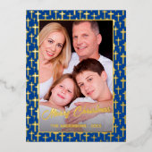 カスタム写真王室の青クロスエレガント 箔シーズンポストカード (正面)