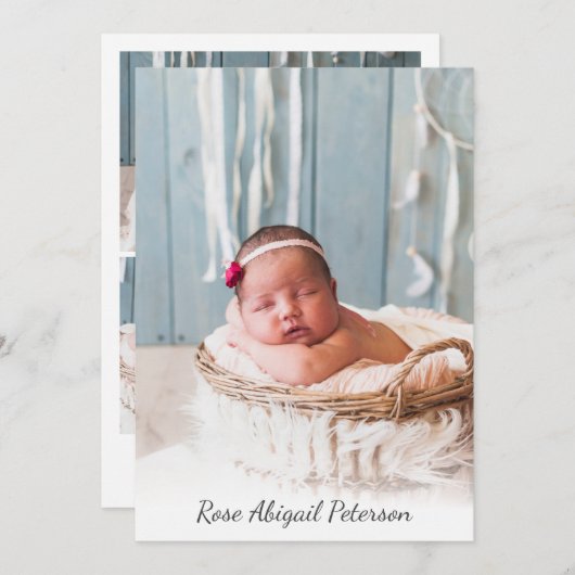 カスタム写真生まれたばかりのベビーガール誕生 案内状 (正面/裏面)