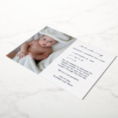 カスタム写真生まれたばかりの可愛いシンプルベビー誕生 箔招待状 (回転した状態)