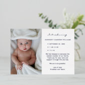 カスタム写真生まれたばかりの可愛いシンプルベビー誕生 箔招待状 (立ち正面)