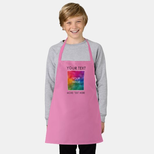 カスタム写真画像ロゴはこちら可愛いピンクの子供たち女の子 エプロン (着用した状態)