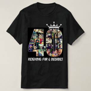 カスタム写真番号コラージュ40文字クラウンTシャツ Tシャツ