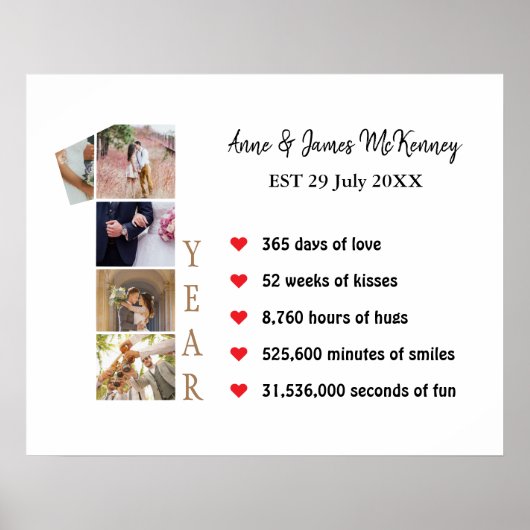 カスタム写真番号フレーム1周年記念 ポスター (正面)