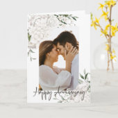 カスタム写真白フローラ記念日あいさつ カード (黄色い花)