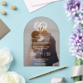 カスタム写真白黒アー結婚チ アクリル招待状 (インサイチュ (ウェディング))