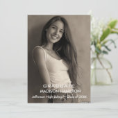 カスタム写真白黒卒業パーティー 招待状 (スタンド正面)