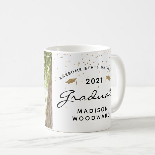 カスタム写真白黒卒業記念 コーヒーマグカップ (正面右)