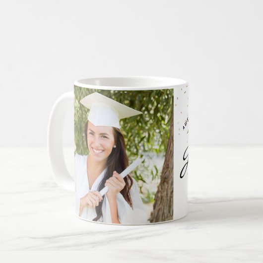カスタム写真白黒卒業記念 コーヒーマグカップ (正面左)