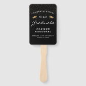 カスタム写真白黒金ゴールド卒業 ハンドファン (正面)