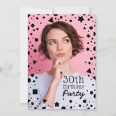 カスタム写真紙吹雪30歳の誕生日招待状 招待状 (裏面)