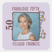 カスタム写真素晴らしい50歳の誕生日パーティー スクエアシール (正面)