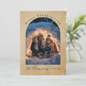 カスタム写真素朴な幸せな感謝祭 シーズンカード (スタンド正面)