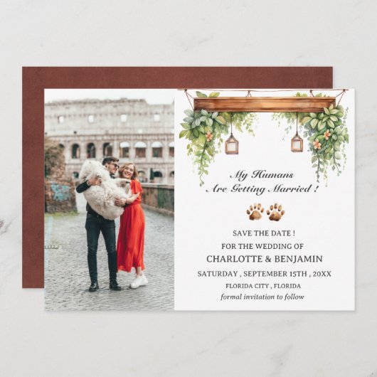 カスタム写真素朴犬 セーブザデート (正面/裏面)