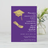 カスタム写真紫エレガント卒業式パーティー 招待状 (スタンド正面)