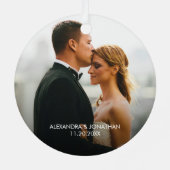 カスタム写真結婚したとメリー第1クリスマスフェイク材 メタルオーナメント (裏面)