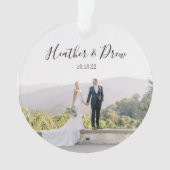 カスタム写真結婚したクリスマス結婚の日付 オーナメント (正面)