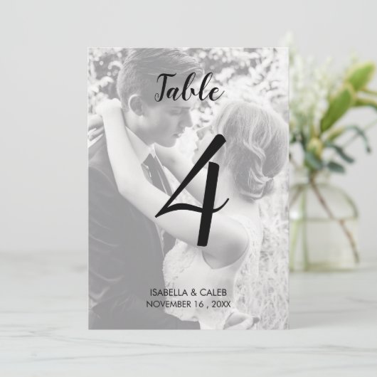 カスタム写真結婚の表番号 招待状 (スタンド正面)