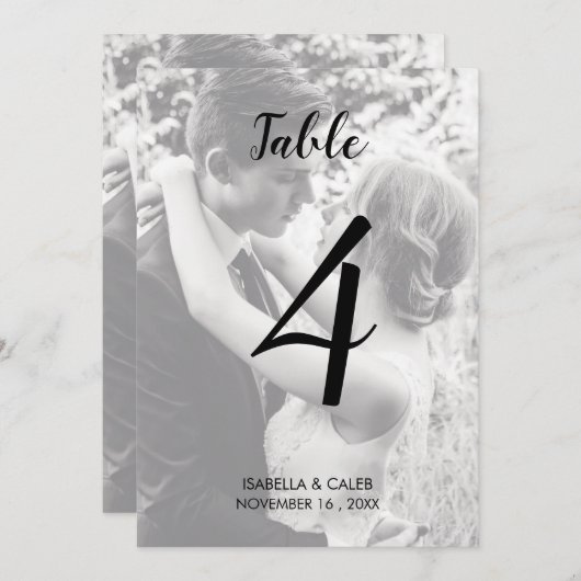カスタム写真結婚の表番号 招待状 (正面/裏面)