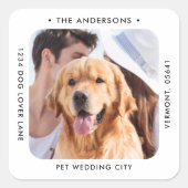 カスタム写真結婚差出人住所クラシック スクエアシール (正面)