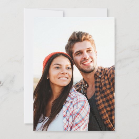 カスタム写真結婚式の日付の木を保存素朴する セーブザデート (裏面)