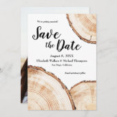 カスタム写真結婚式の日付の木を保存素朴する セーブザデート (正面/裏面)