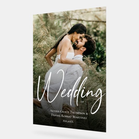 カスタム写真結婚歓迎サイン アクリルサイン (傾斜)