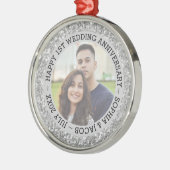 カスタム写真結婚1周年記念 メタルオーナメント (左)