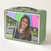 カスタム写真緑野菜フルーツ柄ビーガン メタルランチボックス (正面)