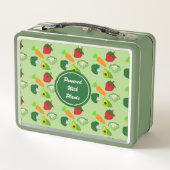 カスタム写真緑野菜フルーツ柄ビーガン メタルランチボックス (裏面)