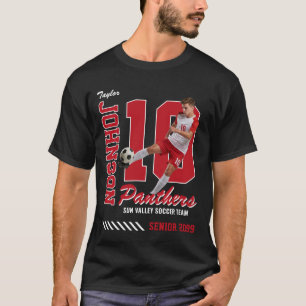 カスタム写真背番号入りサッカーウェア 赤 Tシャツ