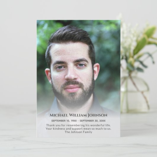 カスタム写真葬儀忌引き悔やみや弔慰 サンキューカード (スタンド正面)