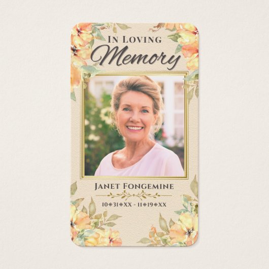 カスタム写真記念フローラ葬式祈りの言葉カード (正面)