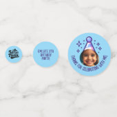 カスタム写真誕生日感謝していパーティーハットの好意 コンフェッティ (正面)