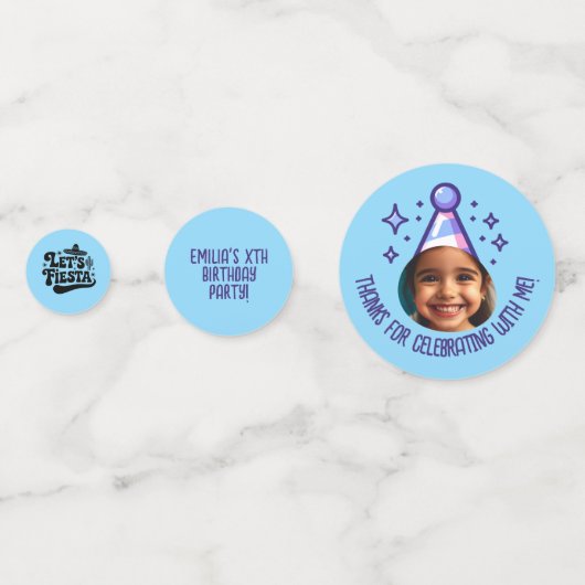 カスタム写真誕生日感謝していパーティーハットの好意 コンフェッティ (裏面)