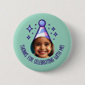 カスタム写真誕生日感謝していパーティーハットの好意 缶バッジ (正面)