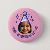 カスタム写真誕生日感謝していパーティーハットの好意 缶バッジ (正面)