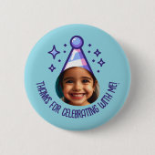 カスタム写真誕生日感謝していパーティーハットの好意 缶バッジ (正面)