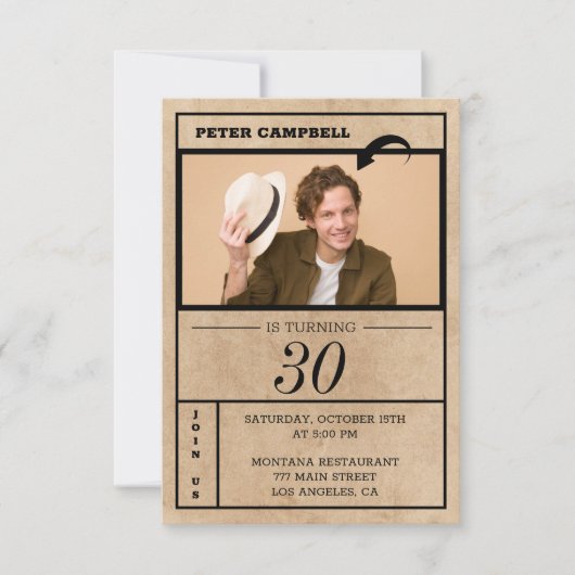 カスタム写真誕生日 招待状 (正面)