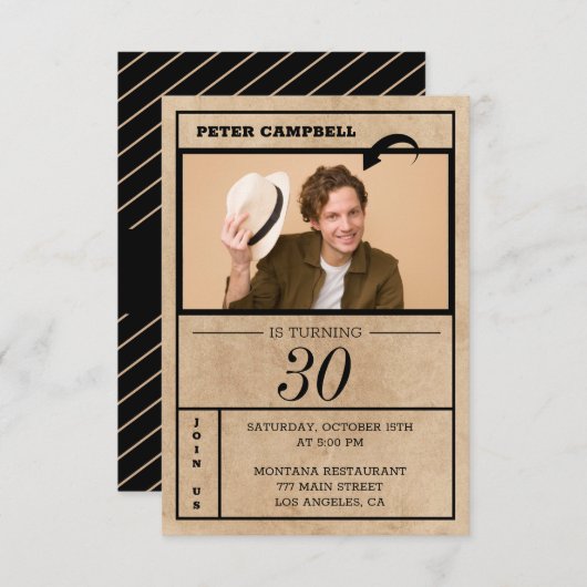 カスタム写真誕生日 招待状 (正面/裏面)