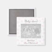 カスタム写真誕生発表マグネット・ベビーガール マグネット (正面/裏面)