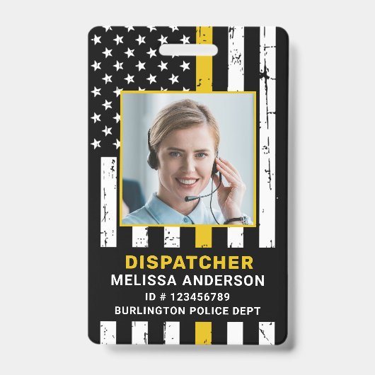カスタム写真警察911係発信係ID B バッジ (正面)
