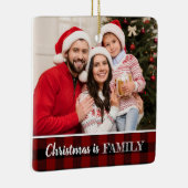 カスタム写真赤素朴水牛のプレイドファミリー写真 セラミックオーナメント (右)