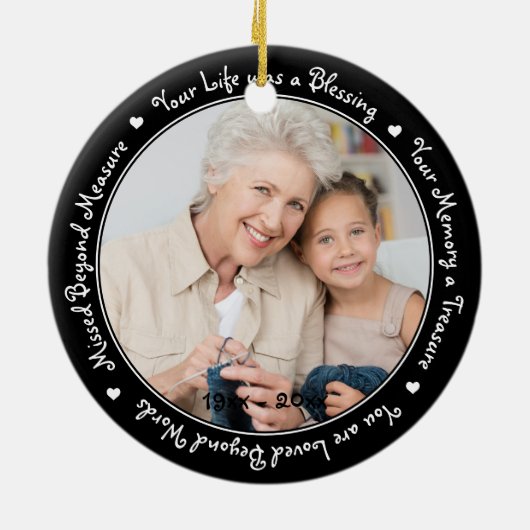 カスタム写真追悼の記念碑 セラミックオーナメント (裏面)