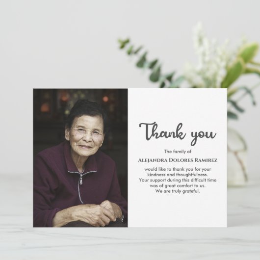 カスタム写真追悼式悔やみや弔慰死別 サンキューカード (スタンド正面)