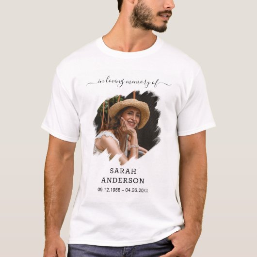 カスタム写真追悼Tシャツ 名前 日付 愛情 Tシャツ (正面)